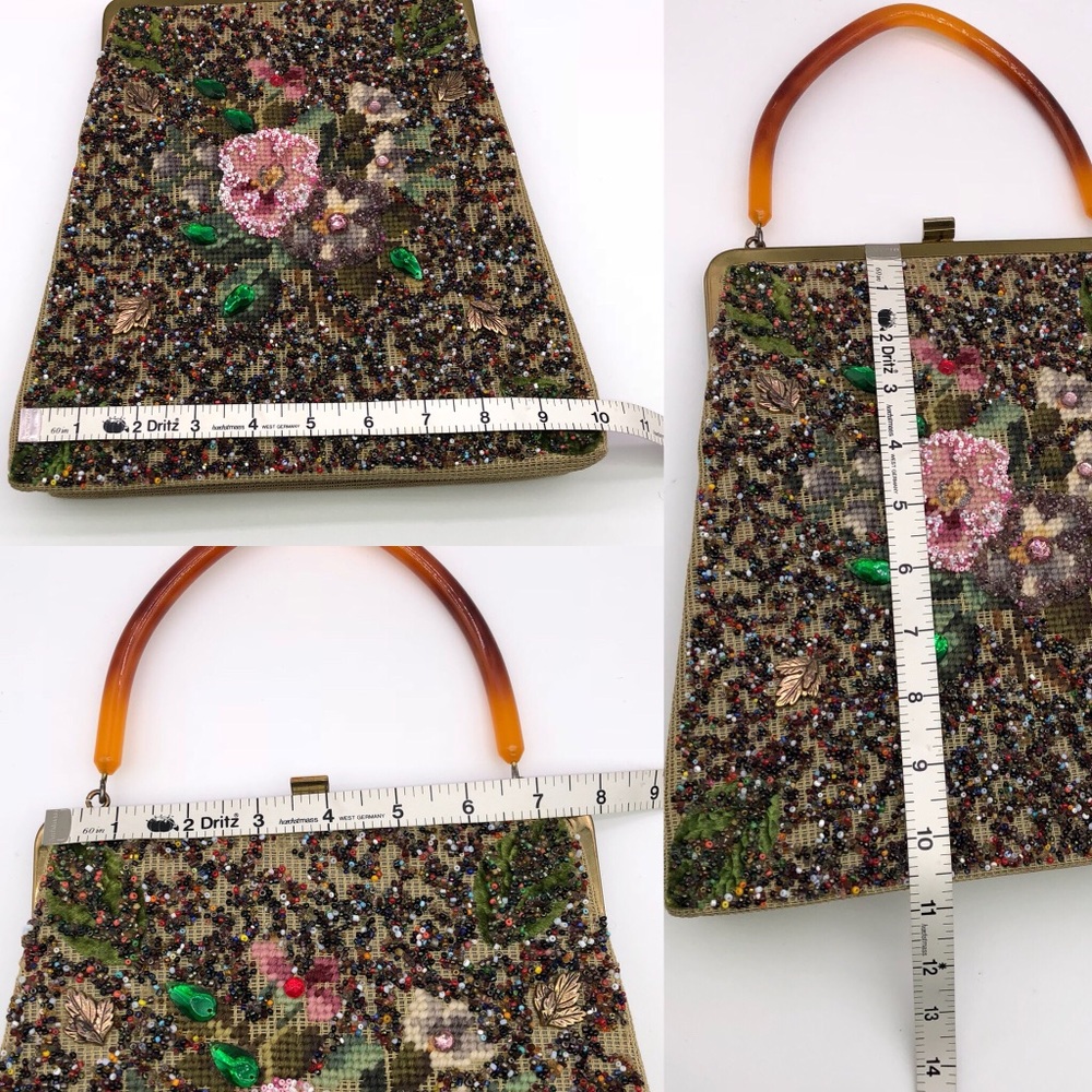 Vintage Souré New York Needlepoint Beaded Handbag - Picture 8 of 9